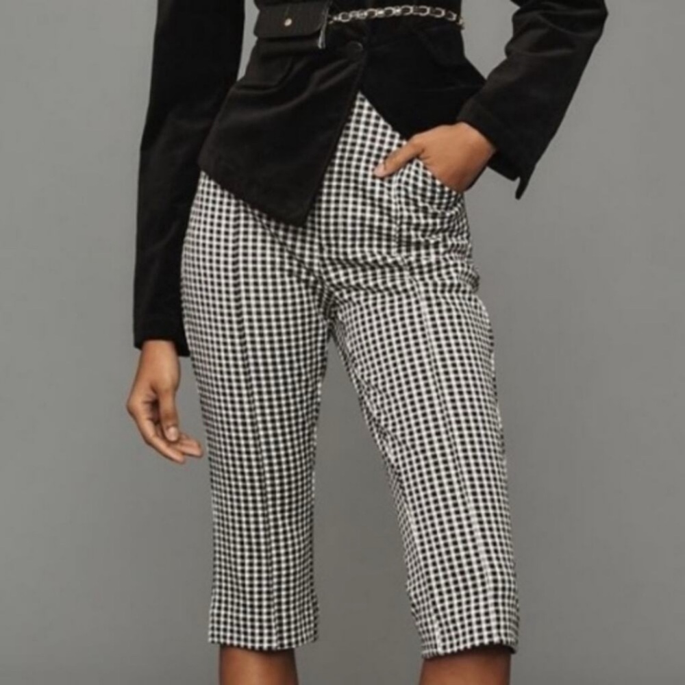 Anthropologie Gingham Check Capri Pants 
Size 16 NEW!